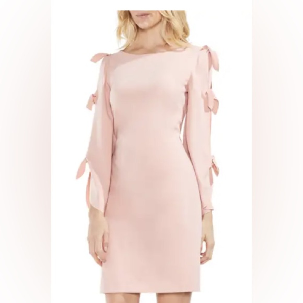 Vince Camuto tie sleeve shift dress PS soft pink